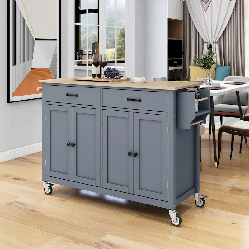Homestyles Kitchen Island Finish with Wood Top Kitchen Cart