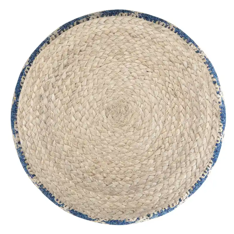 WYNDENHALL Nesbitt Boho Round Pouf, Natural Woven Braided Jute