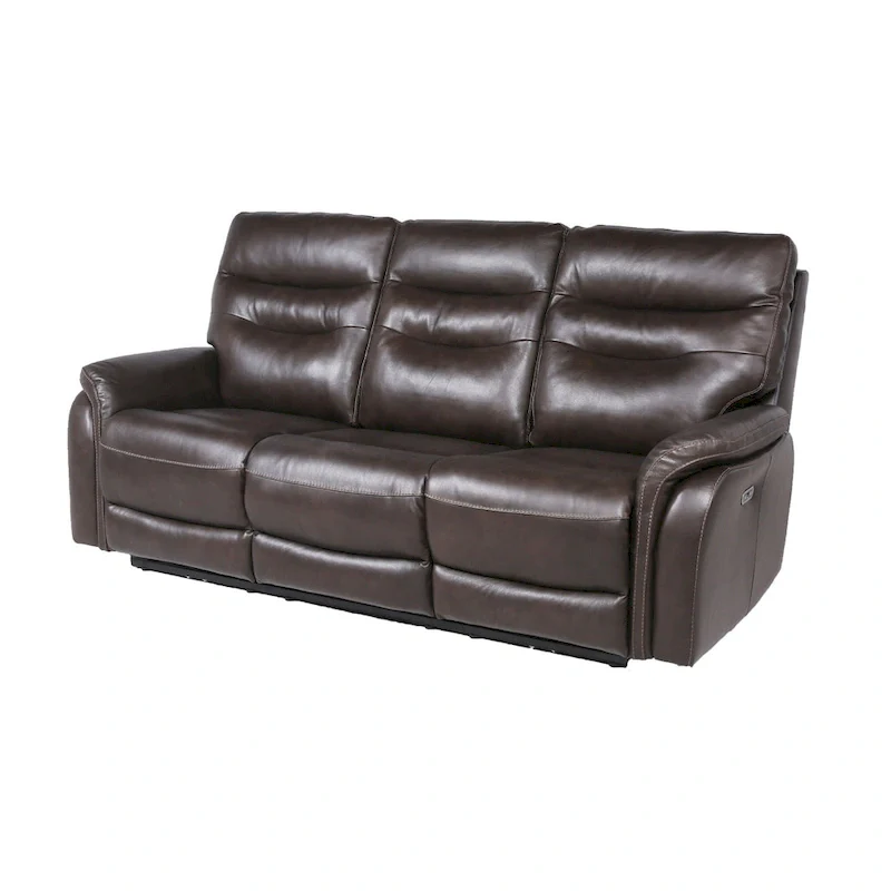 Top Grain Leather Power Reclining Sofa – Brown / Red, 3-Seat