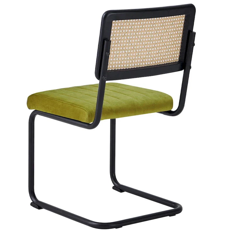 Velvet Upholstered Rattan Dining Chairs Set of 2/4