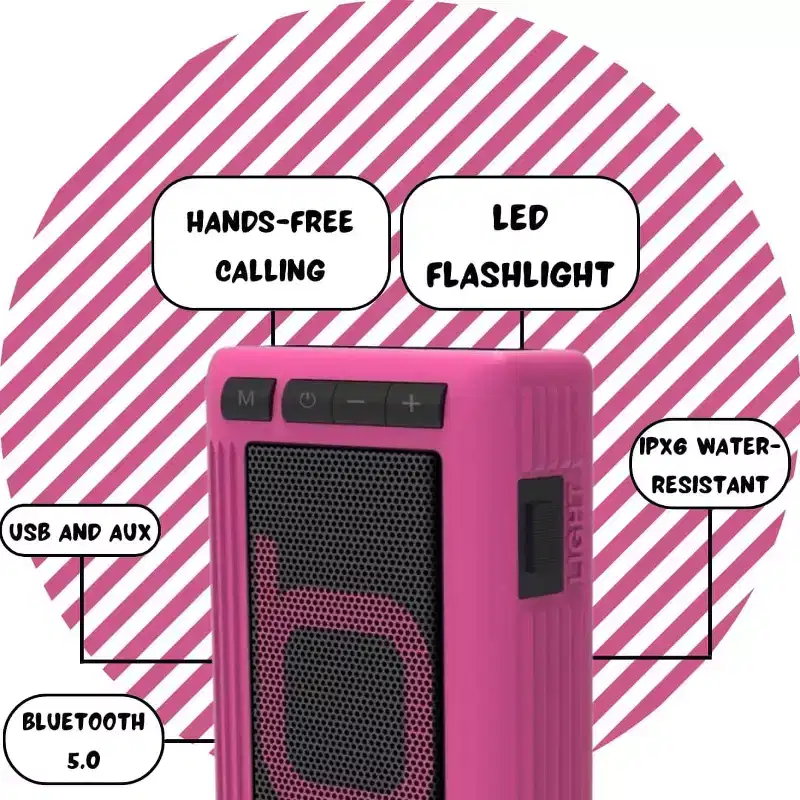 Bumpboxx Retro Pager Beeper | Outdoor Portable Bluetooth Speaker - Pink - Manufacturer Refurbished