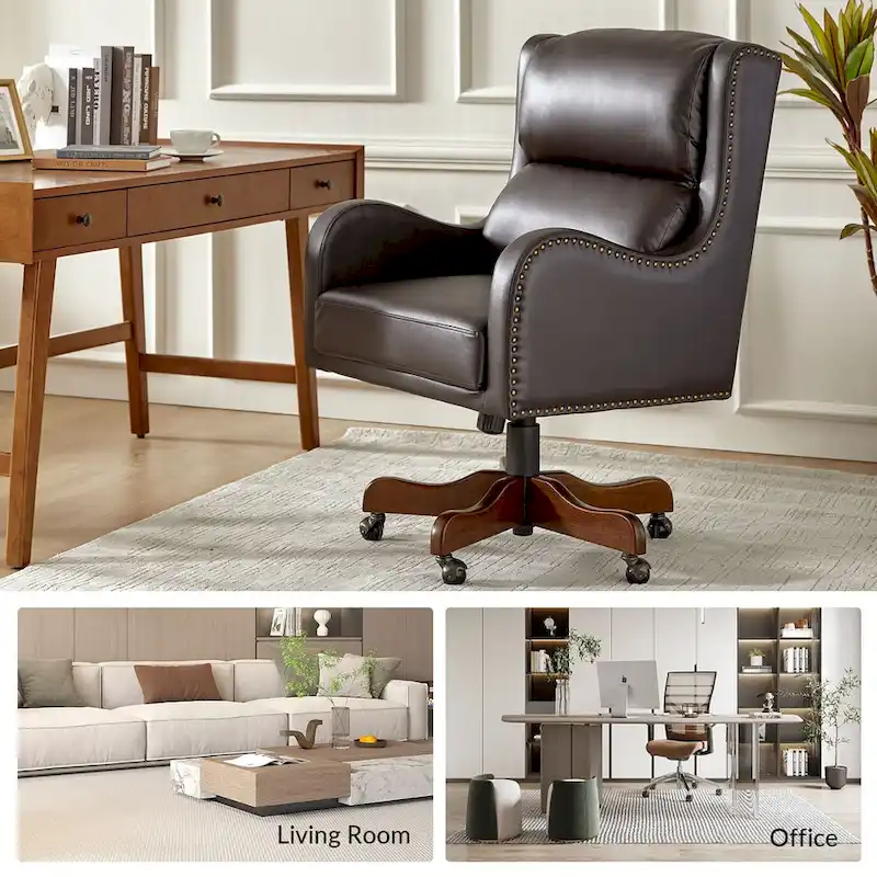 Pete Faux Leather Adjustable Height Swivel Executive Chair with Tilt Mechanism by HULALA HOME