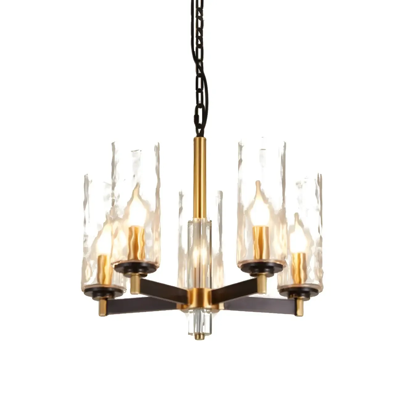 Modern Stylish Black-Gold Cylinder Glass Chandelier