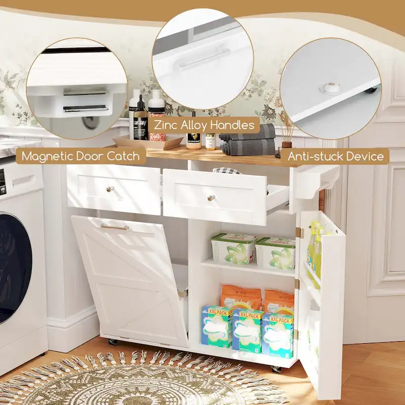 Costway Rolling Kitchen Island Kitchen Island Cart with Drop Leaf - See Details