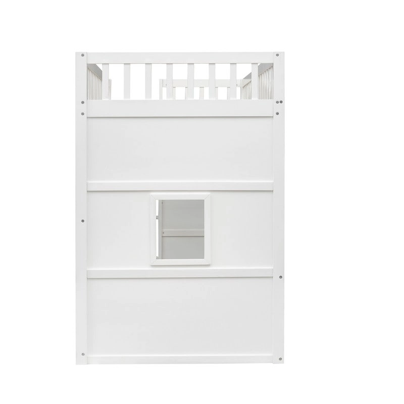 House Loft Bed Twin Kids Playhouse Bed, Solid Wood Loft Bed Frame with Window and Ladder