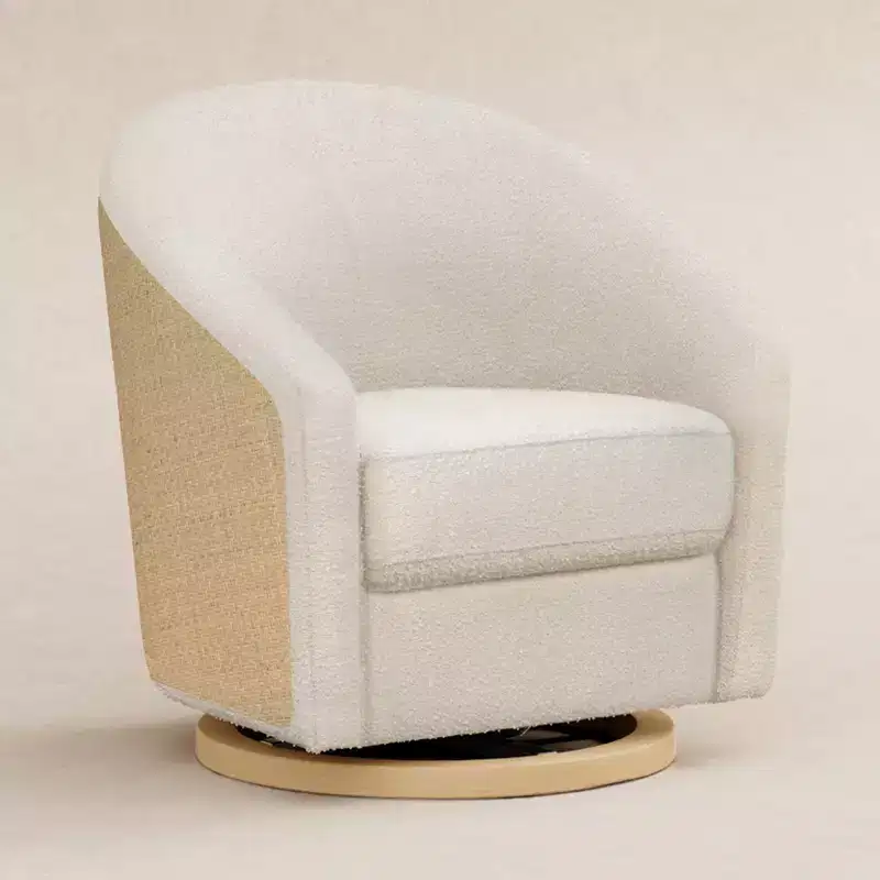 Swivel Glider Chair with 360° Rotation, Upholstered Seat, 30.5