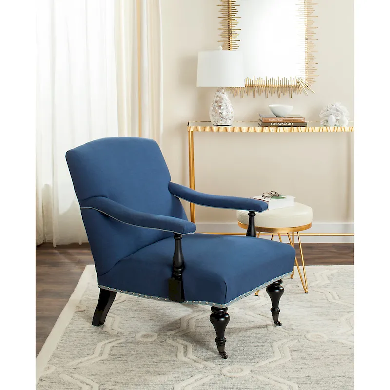SAFAVIEH Kassie Steel Blue Arm Chair - 27.6 x 36.8 x 35 - 28Wx37Dx35H