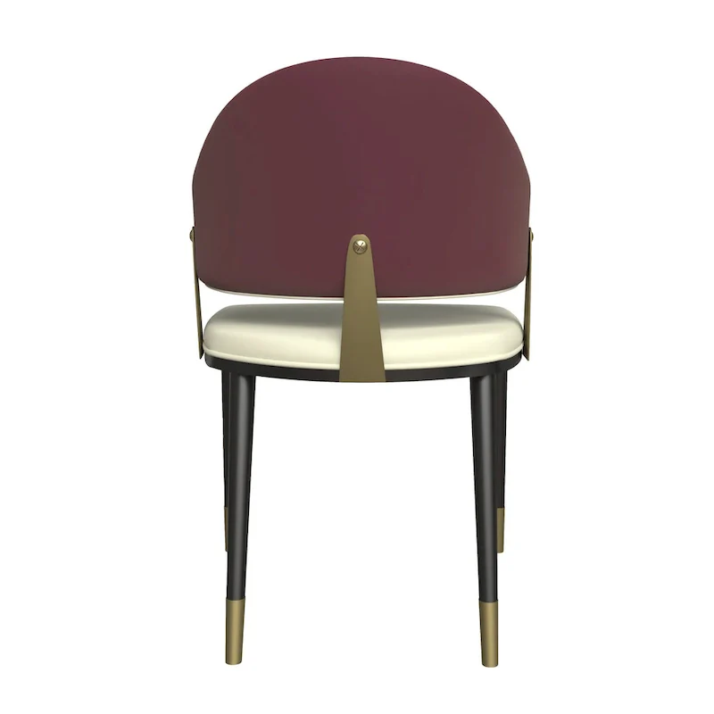 Leather Dining Chair in Iron with Gold Accents Design Modern Ergonomic Side Chair