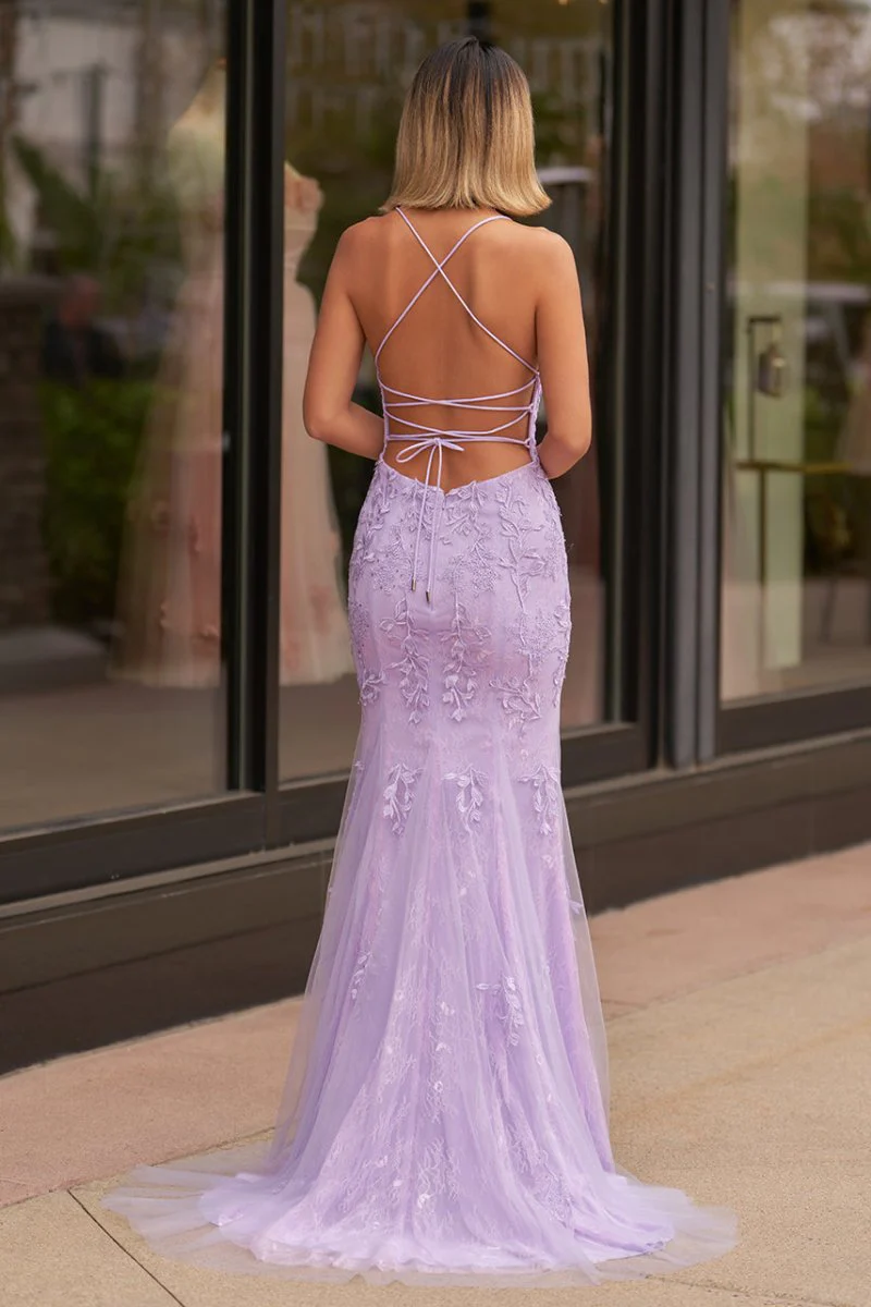 Mermaid Spaghetti Straps Lace Prom Dress