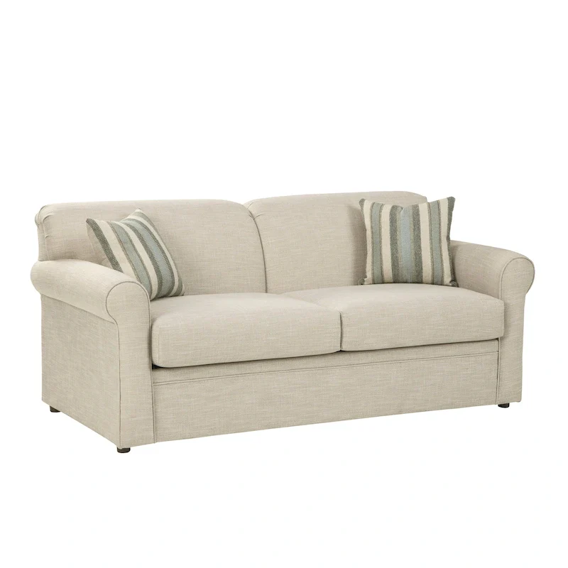 Ivory Poly Fabric Sleeper Sofa Bed with Gel Memory Foam Mattress – Twin/Full/Queen