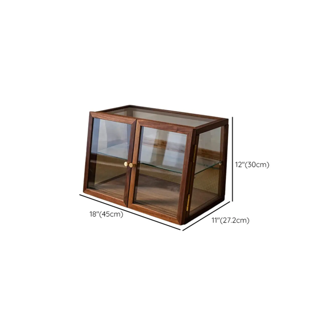 Small Wooden Glass Display Curio Cabinet Tableytop