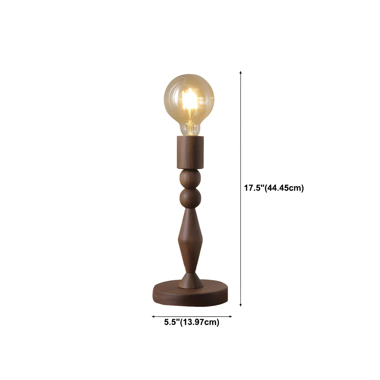 Retro Brown Gold Glass Wood Base Arched Table Lamp