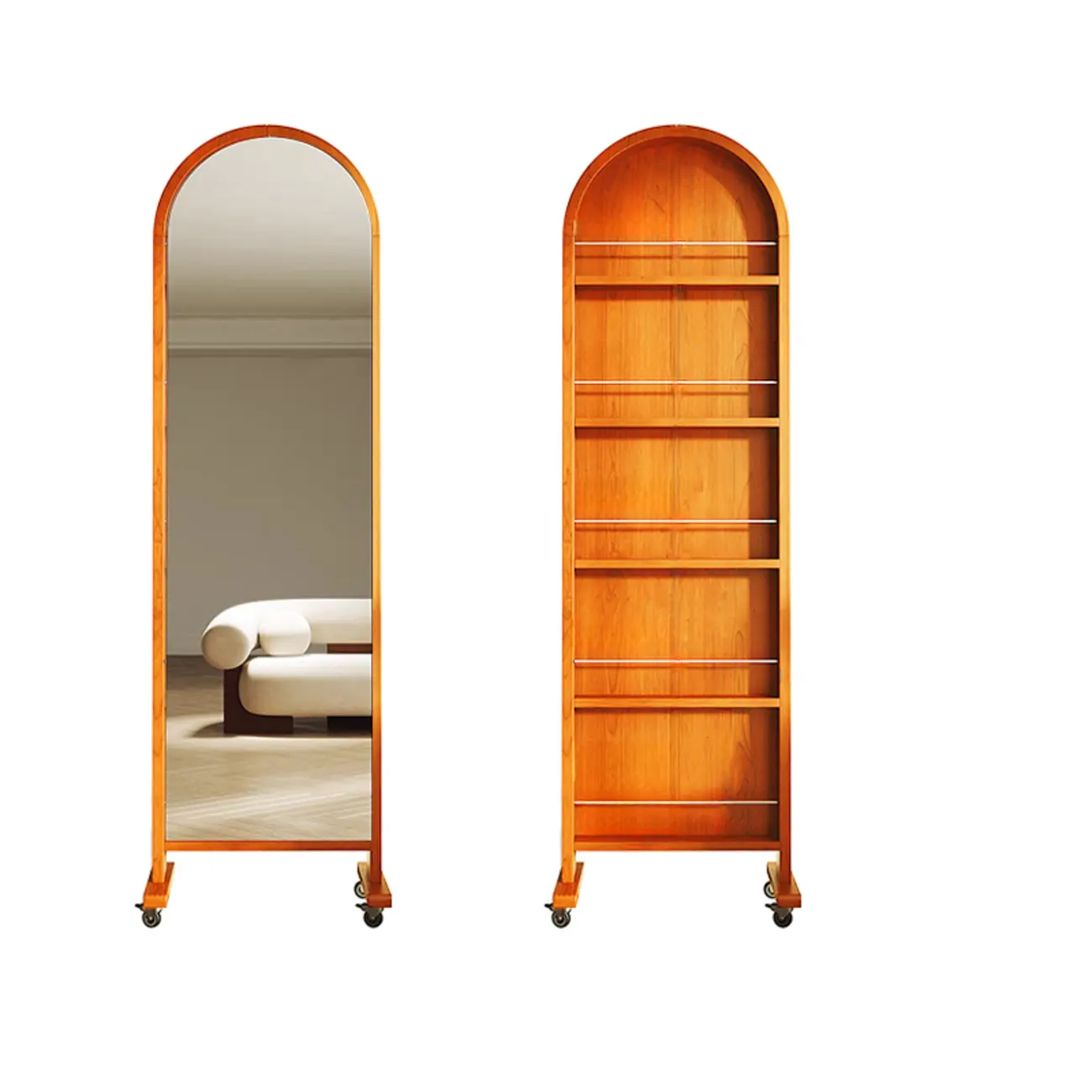 Modern Oak Wood Vertical Closed Back Bookcase