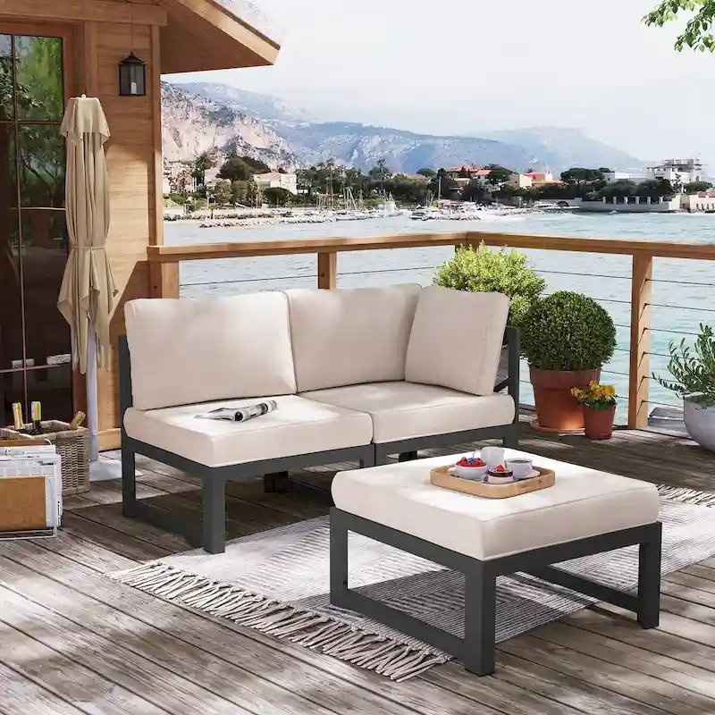 VredHom Outdoor Patio Daybed Patio Sectional Sofa Conversation Set