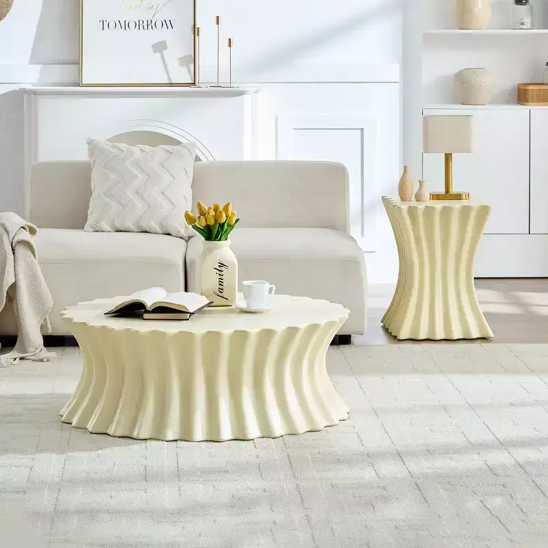 Square/Oval Coffee Table Cocktail Table Center Table Sofa Side Table Accent Table End Table, No Assembly Needed, Beige - ModernLuxe