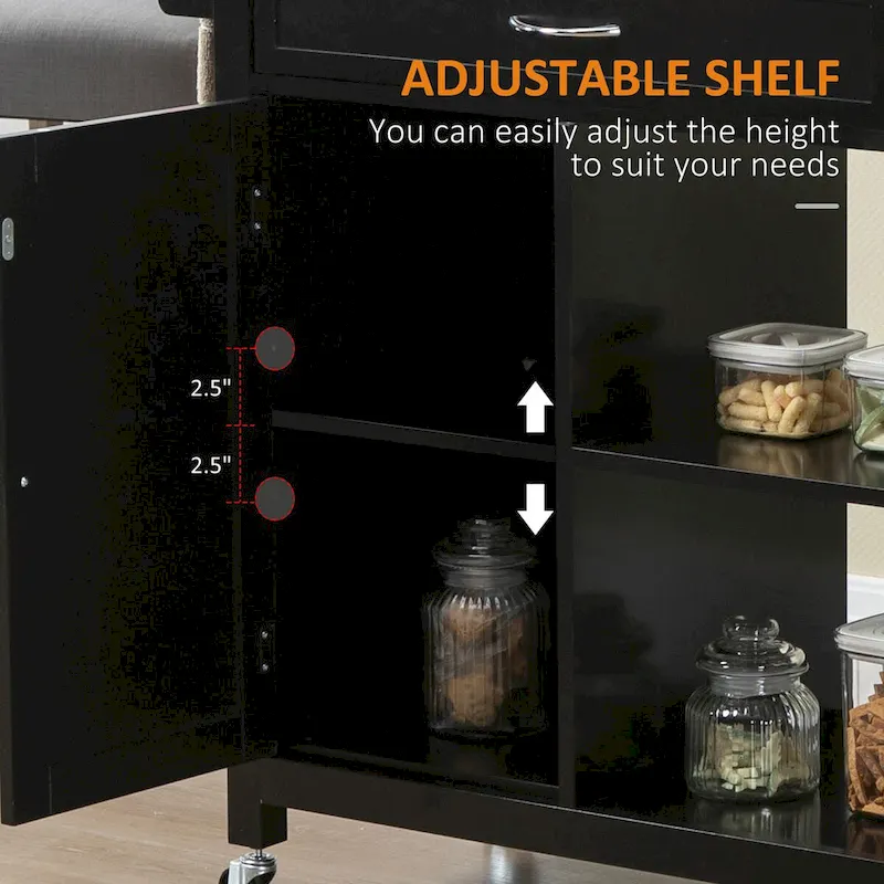 Rolling Kitchen Island Cart with Drawer and Shelves