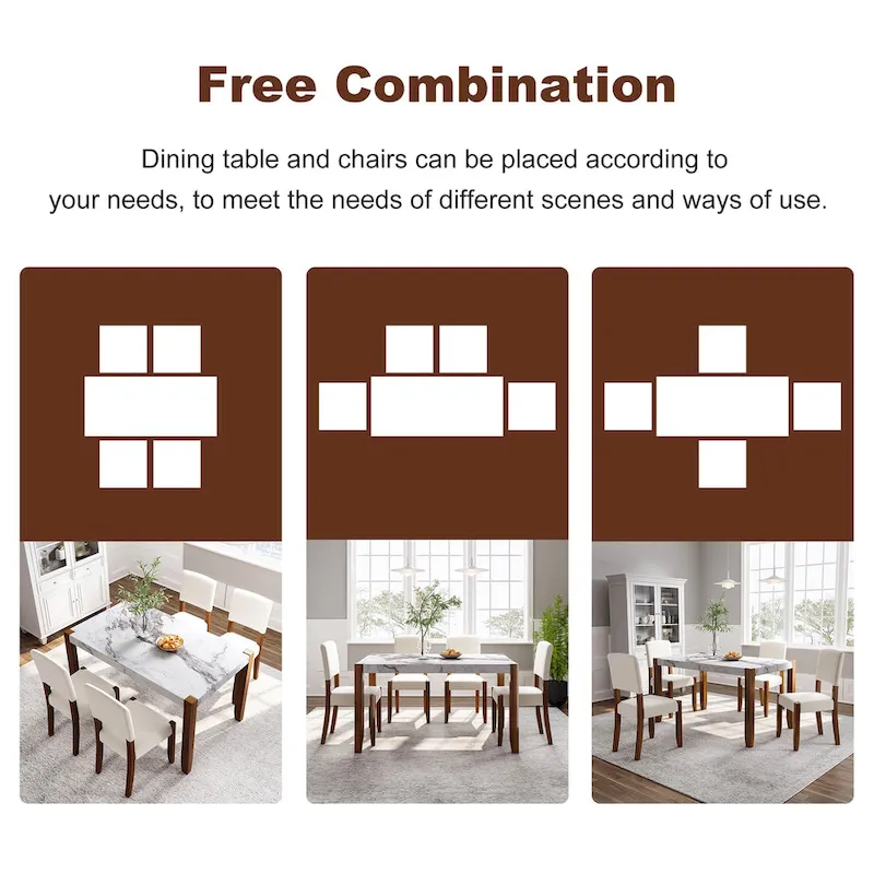 5-Piece Modern Dining Set with Rectangular Table & Chairs