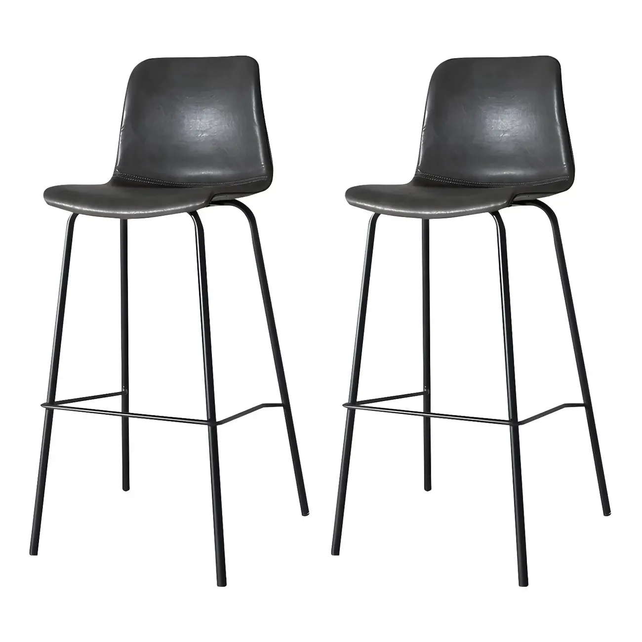 Brown Saddle Metal Frame Leather Counter Stools with Backs