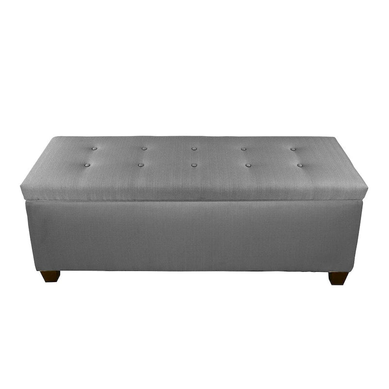 Dark Grey Button-Tufted Shoe Storage Bench with Hydraulic Lid & Dividers