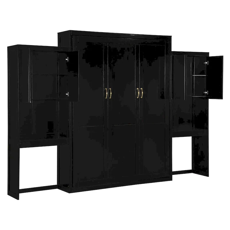 All-in-one Murphy Bed with Desk, Vanity and Wardrobe Queen Folding Bed