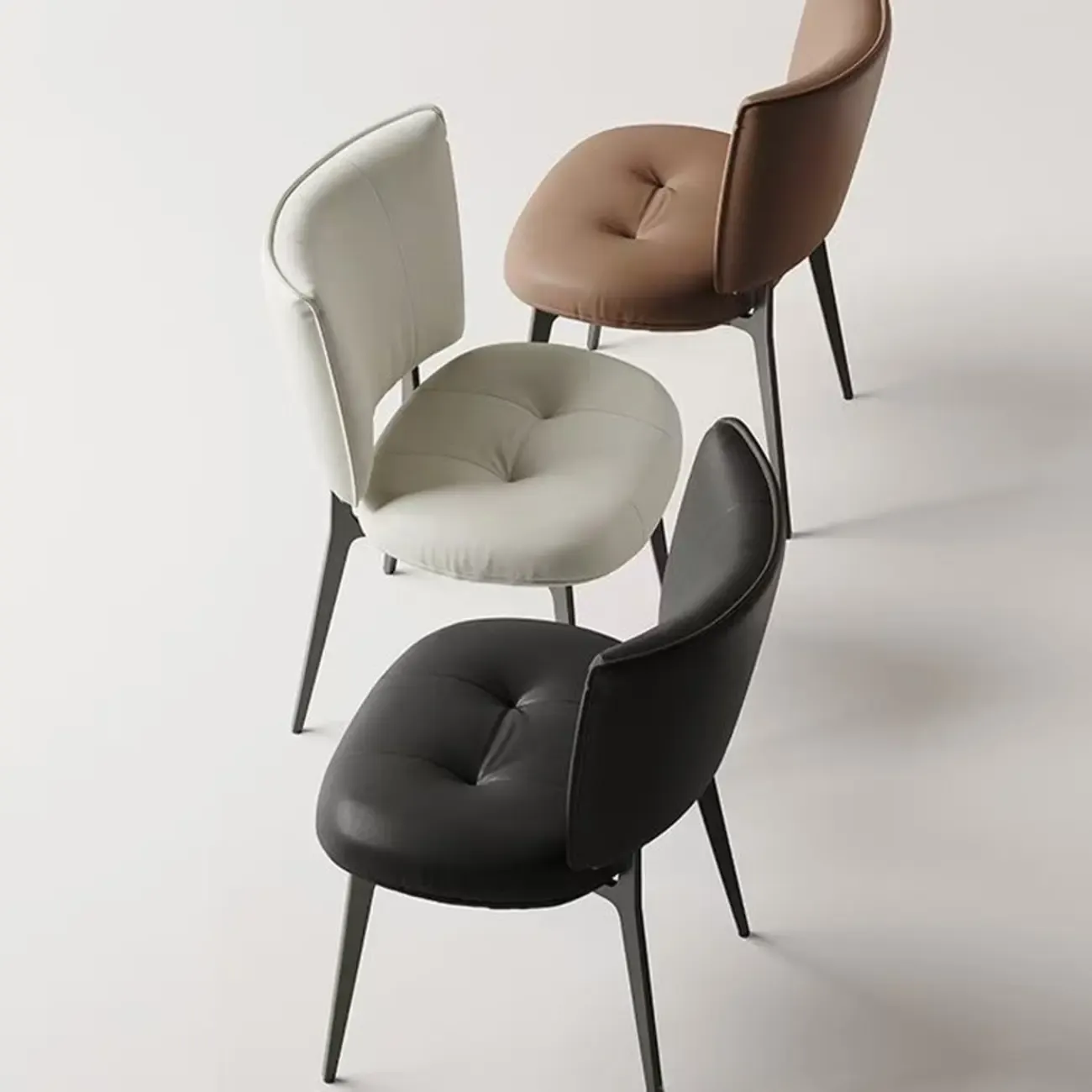 Urban Chic Curved Back Upholstered Trufted Dining Chairs