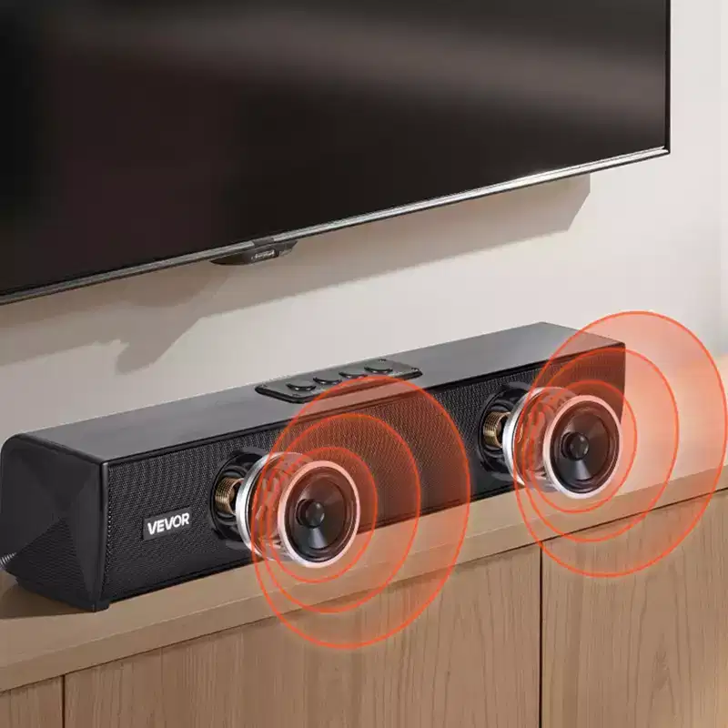 VEVOR Sound Bar for Smart TV, 2.0 Channel, 17-Inch Compact Soundbar TV Speakers for Projector, Bluetooth AUX Connection, Remote Control, Black