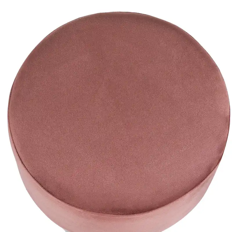 Adeco Round Ottoman Velvet Foot Rest Stool with Non-Skid Legs