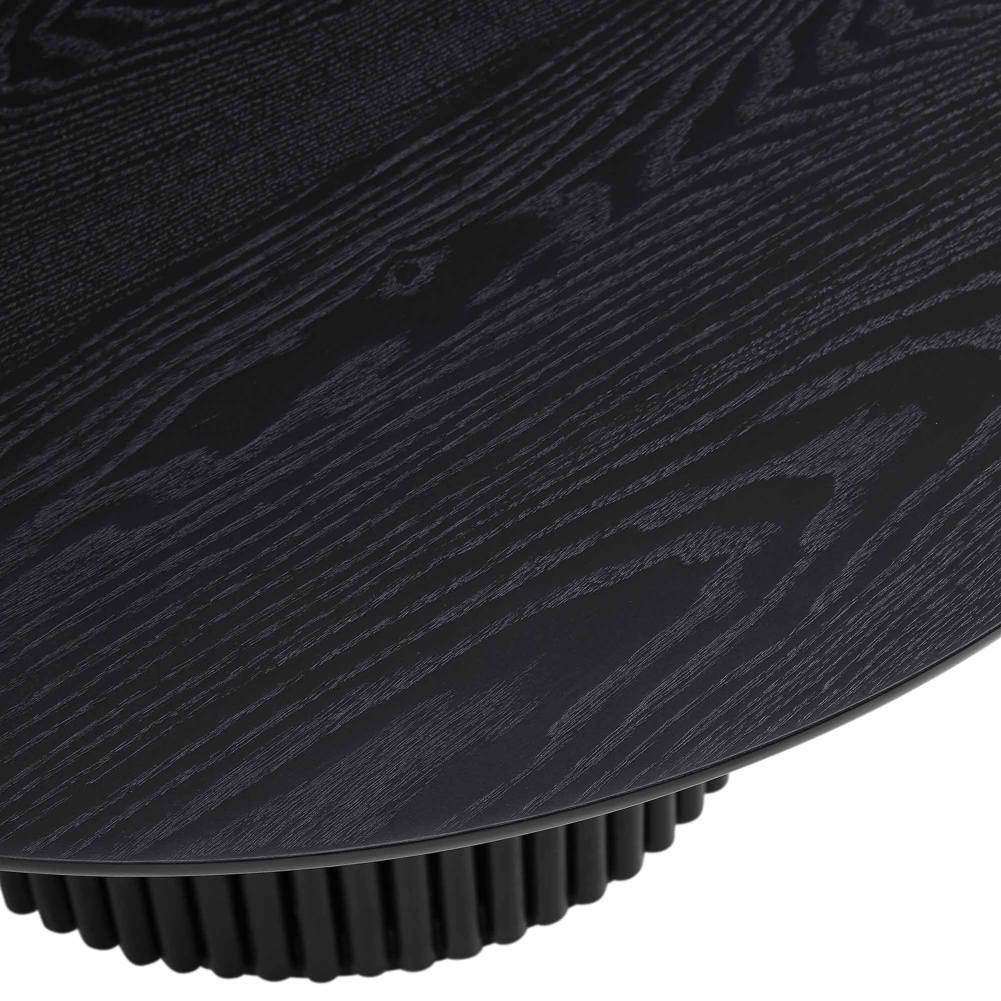 Round Oak Pedestal Coffee Table, Black