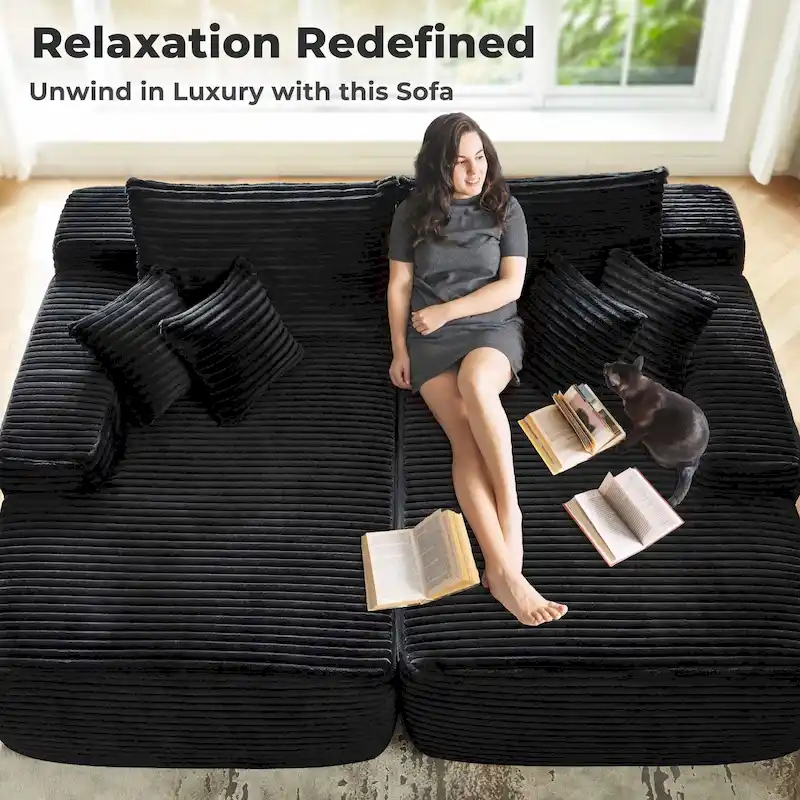 Long Plush Double Chaise Sofa