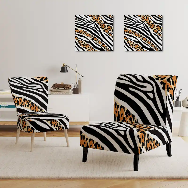 Black & White Animal Print Accent Chair – Slipper / Side / Arm, 1 Seat