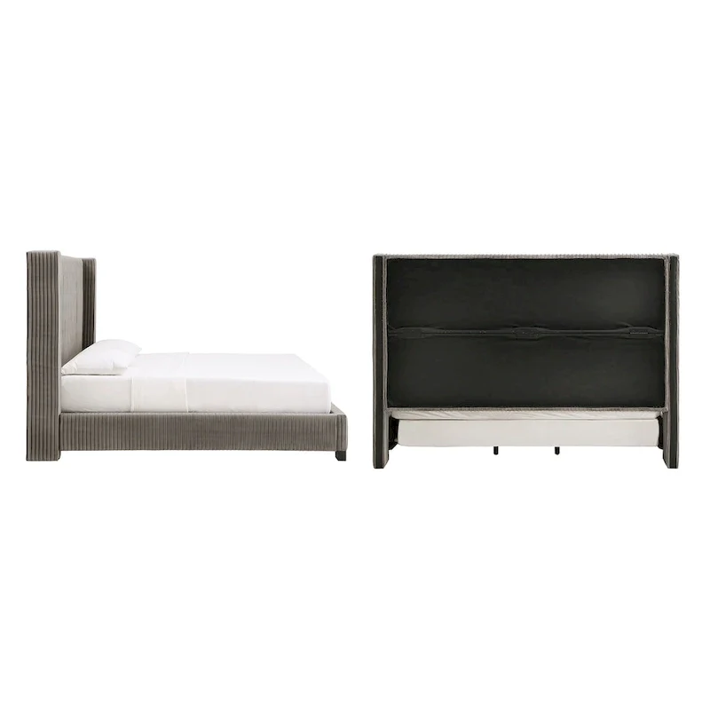 Cesky Pleated Velvet Wingback Bed