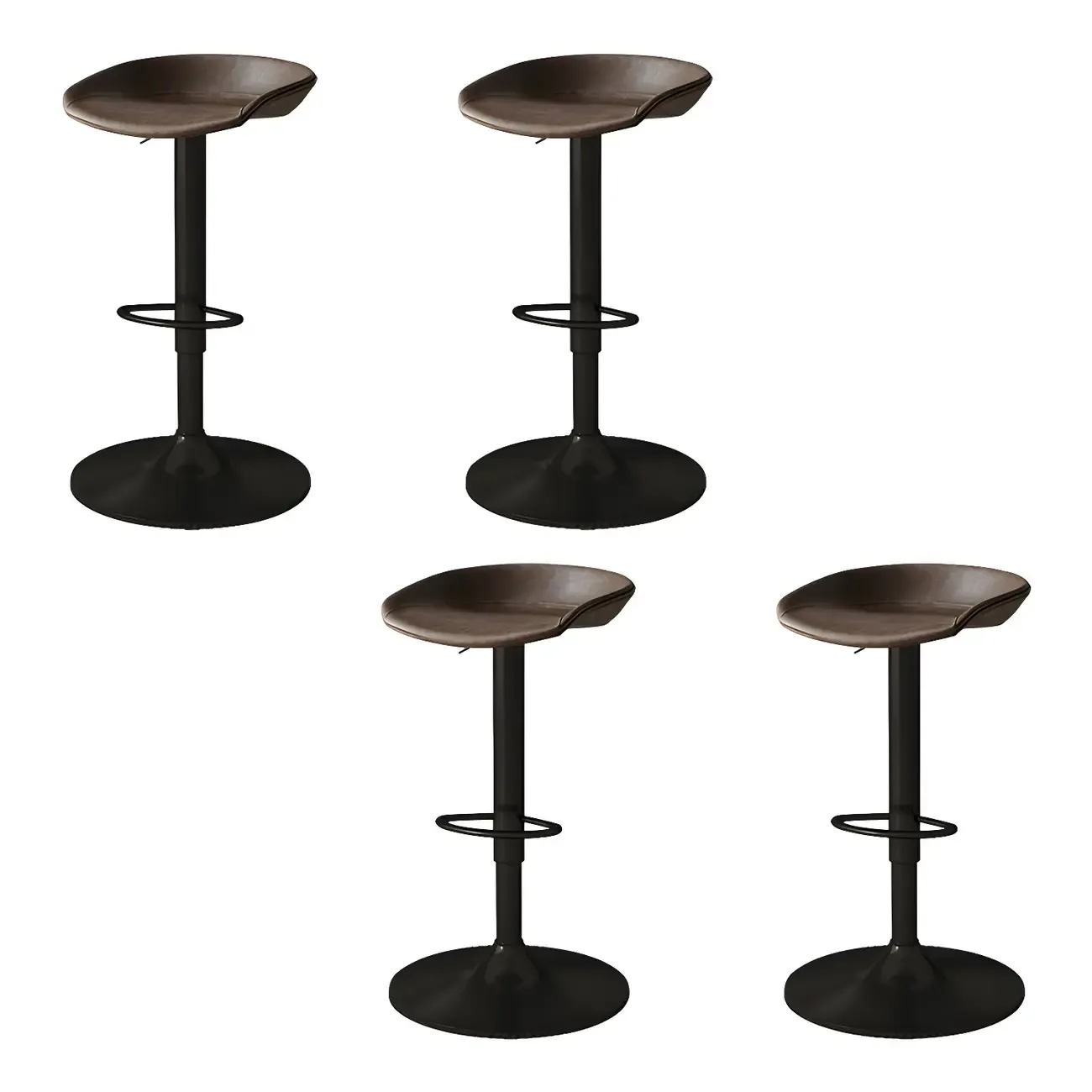 Modern Leather Black Pedestal Swivel Adjustable Bar Stool