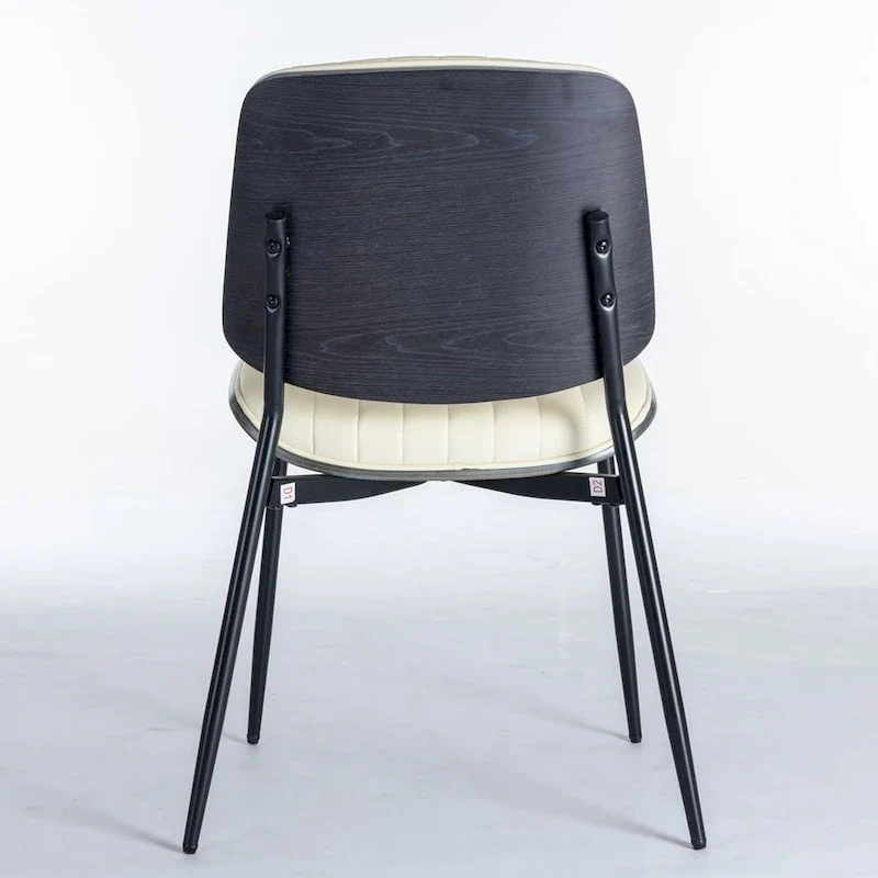 Retro Linen Dining Chairs Set of 2, Bentwood Back with Metal Legs