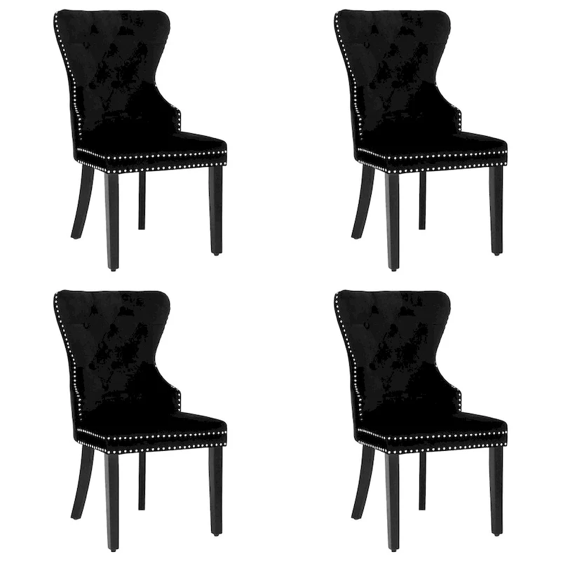 Tufted Wingback Dining Chair with Nailhead and Ring Pulls