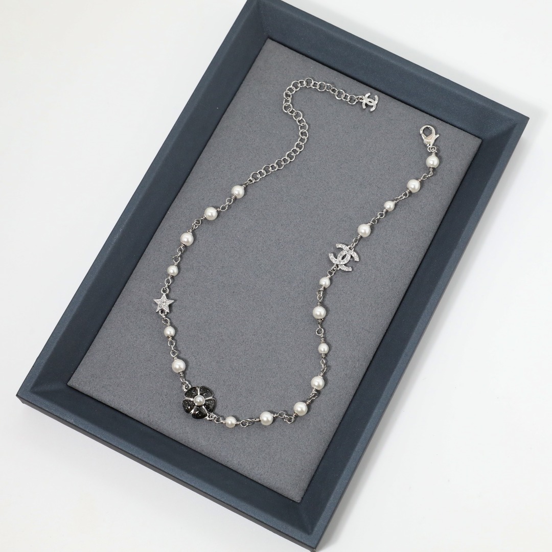 CCN237 Chanel enamel camellia choker necklace - ccjewelryacc