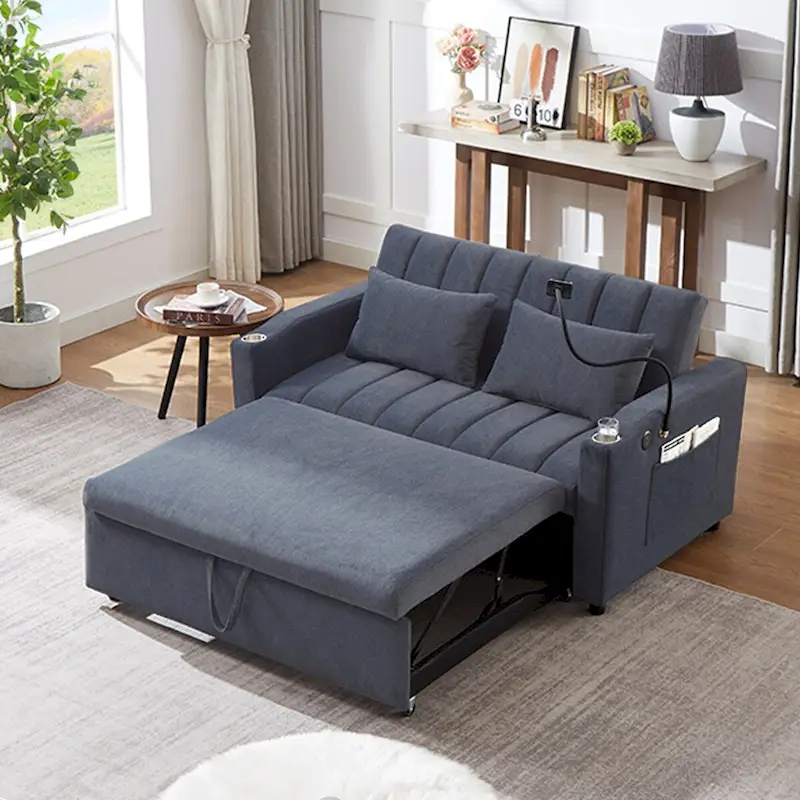 Blue Grey / Beige / Grey Convertible Sofa Bed, 2-Seater
