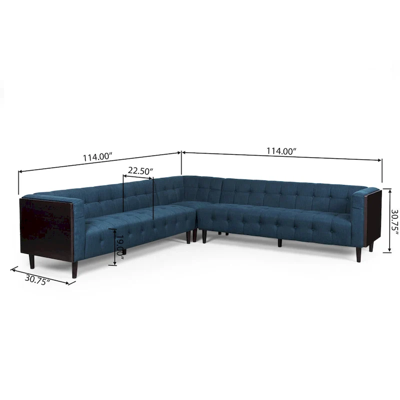 Clermont Mid-century Tufted Sectional Sofa by Christopher Knight Home - 114.00 L x 114.00 W x 30.75 H