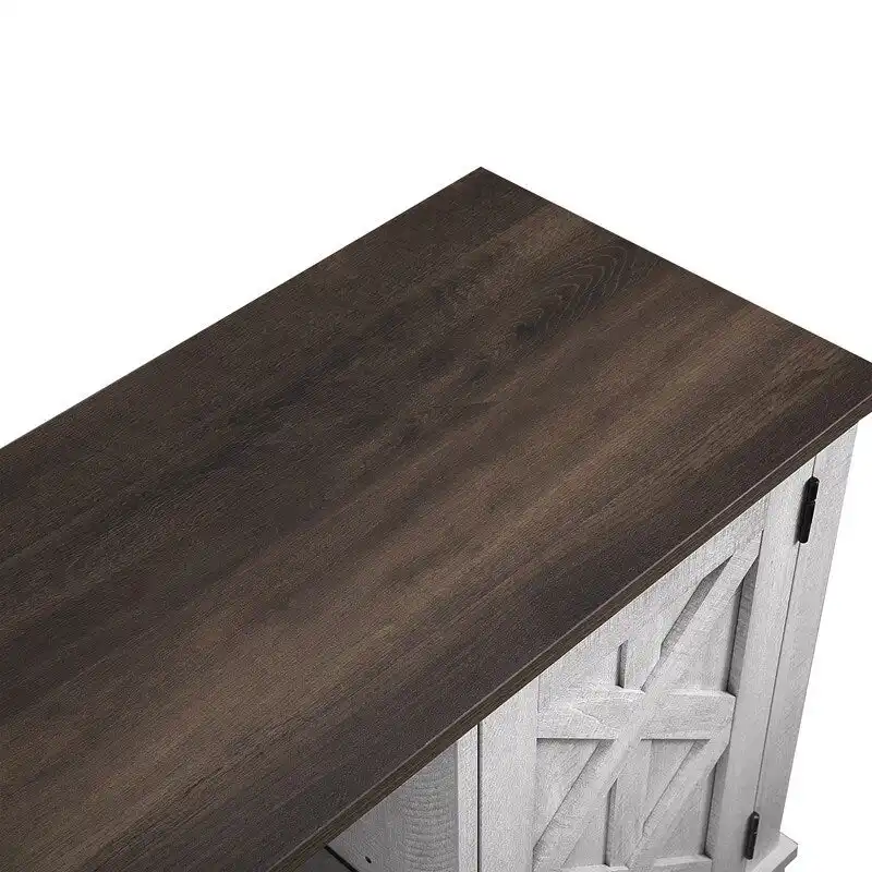 Industrial 3-Shelf Narrow End Table – Brown / Grey / Oak / Yellow