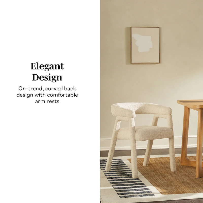 Middlebrook Modern Boucle Curved Solid Wood Dining Chair (Set of 2)