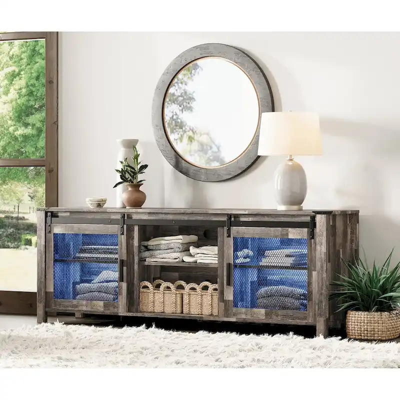 WAMPAT 36 inch 3 Sided Glass Electric Fireplace InsertBlack