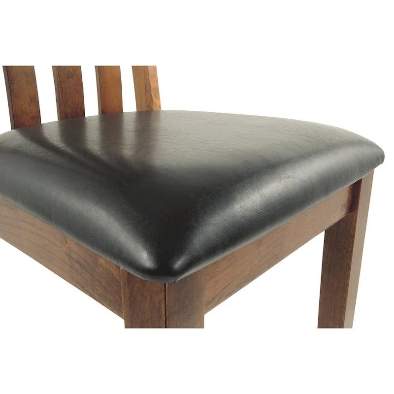 Brown Faux Leather Dining Chair, Rustic Style, Set of 2