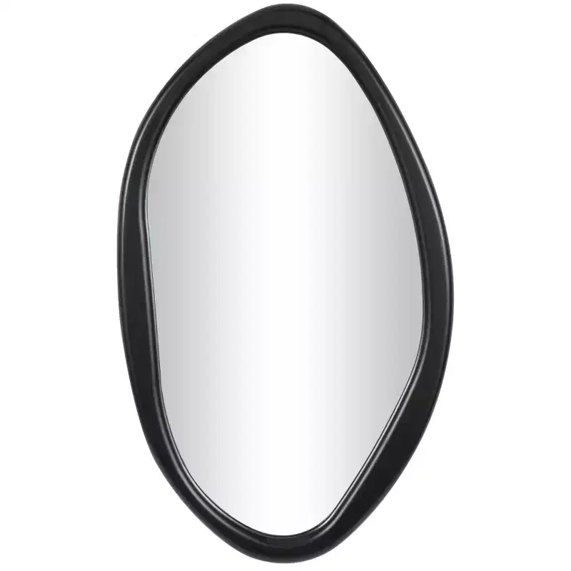 Wooden Abstract Oval Wall Mirror Black - Olivia & May