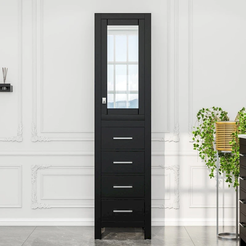 Eviva Aberdeen 18W x 20D x 72H Espresso Freestanding Linen Cabinet