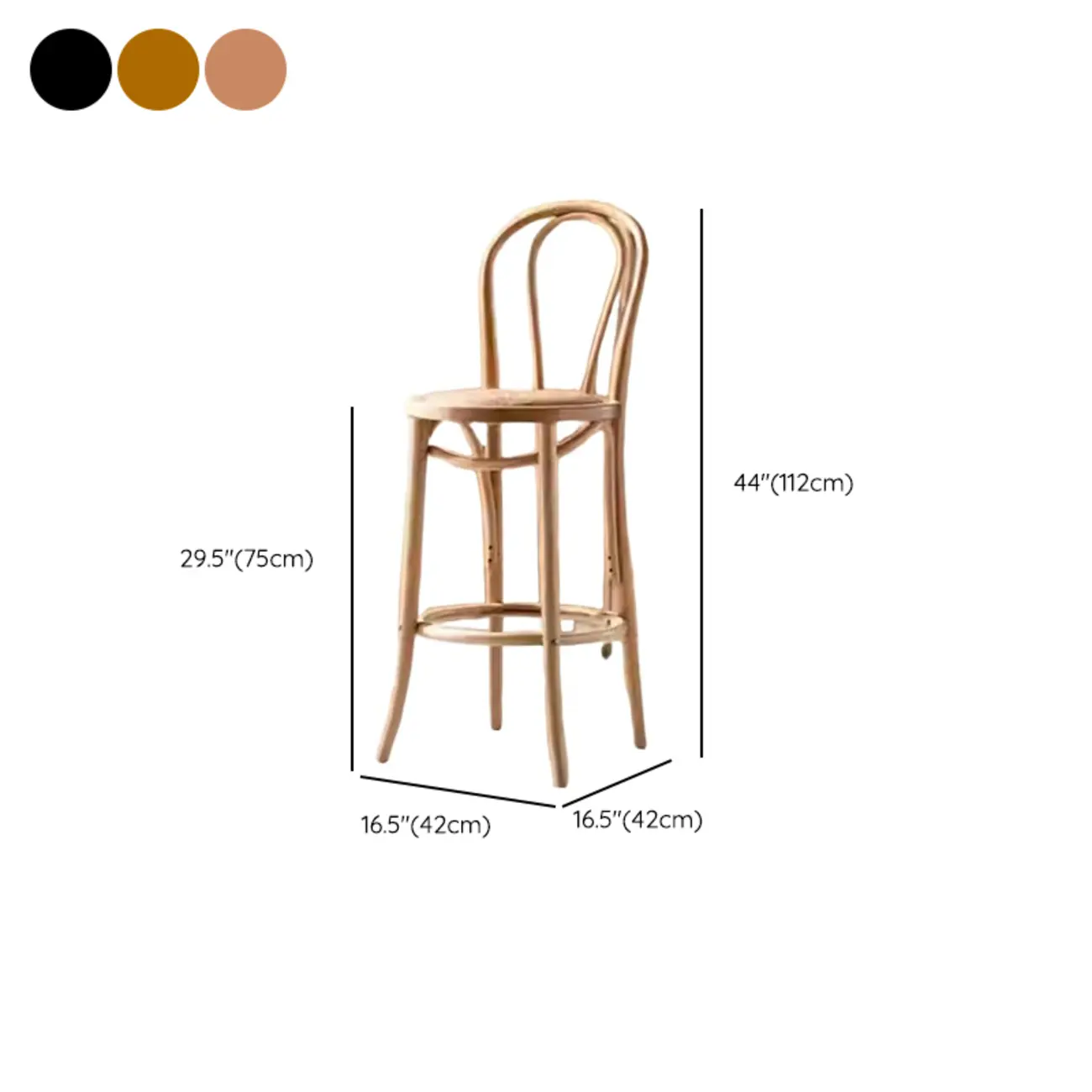 Walnut Beech Wood Leather Seat Bar Stools with Back