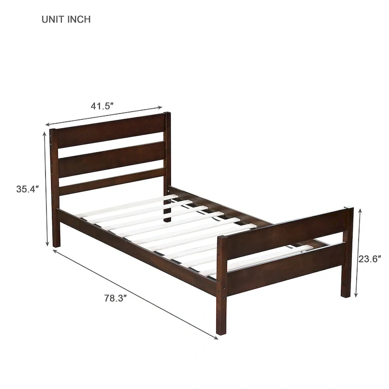Twin Bed with Headboard and Footboard – Espresso