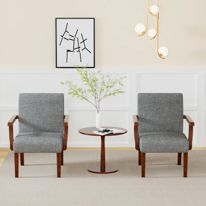 Grey 18.7 Arm Chairs with Round Table (Set of 2)