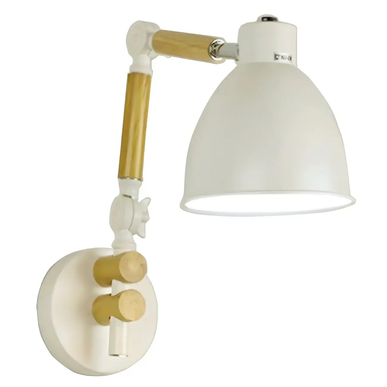 Modern Wood Metal Swing Arm Wall Light