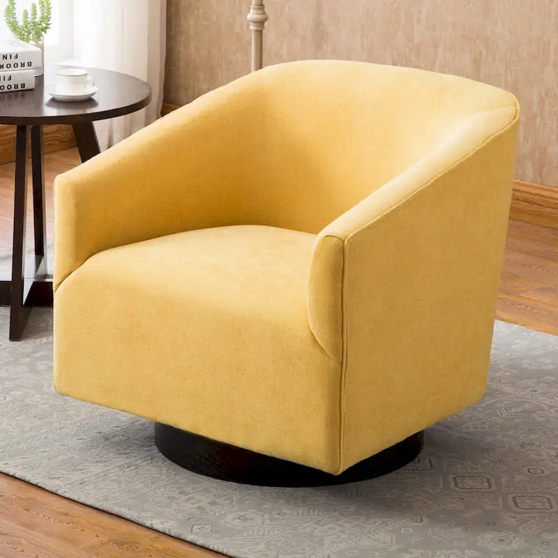 Barrel Back Swivel Chair with Wood Base
