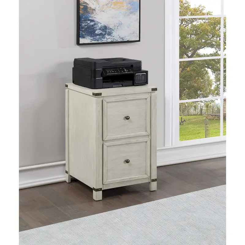 OS Home & Office Furniture Two Drawer File Cabinet in Champagne Oak Wood Veneer