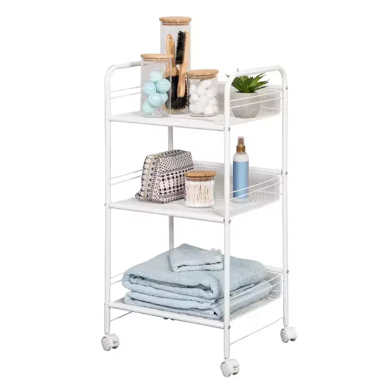 Honey-Can-Do Wire Cart: Portable Steel Utility Storage, Bathroom & Wire Pulling Cart, White, 34.6" Height, 17.9" Depth